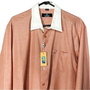 Giorgio Senior Mens Striped Button Up Shirt Contrast Collar Cuffs Size 42 u